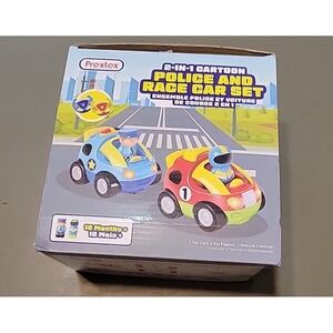 Prextex Cartoon RC Police & Race Car remote control figures